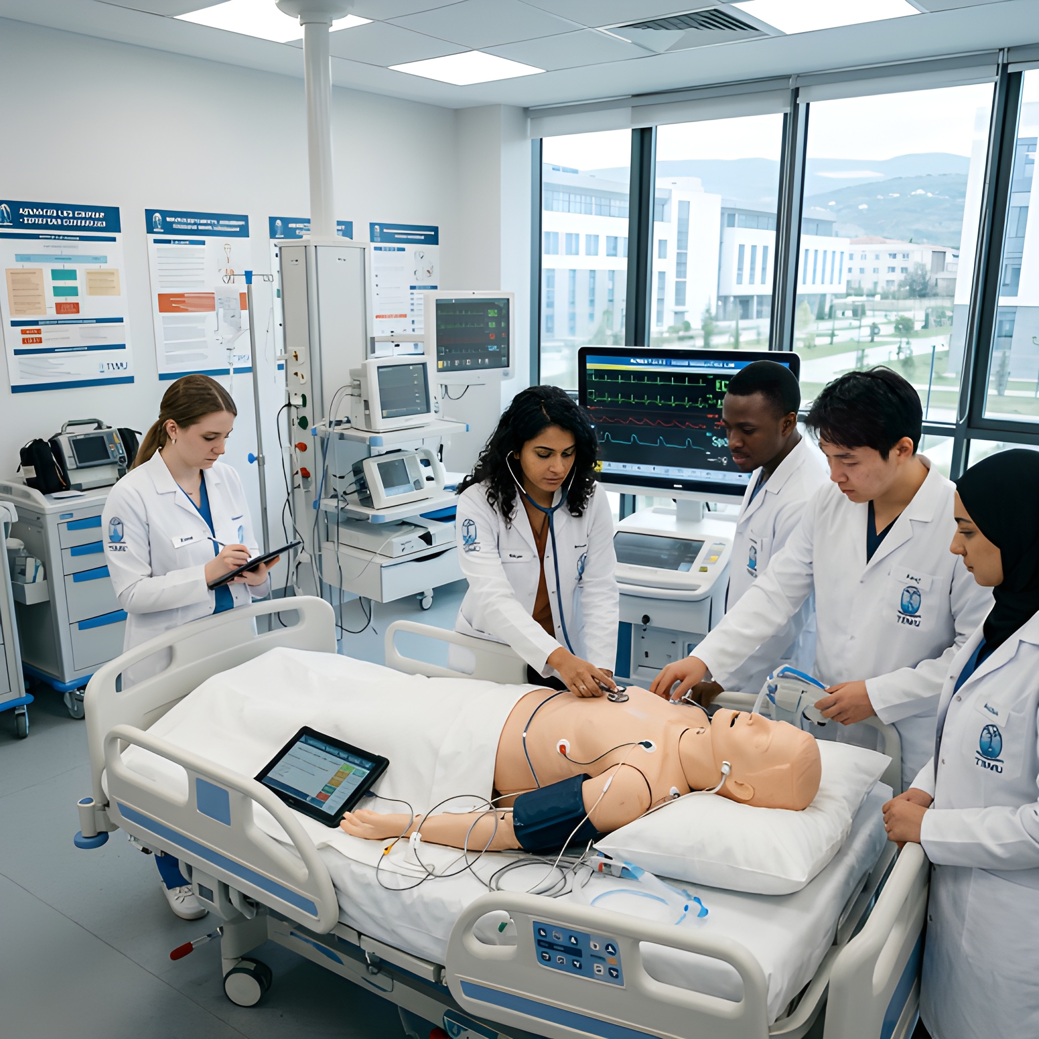 Medical students in clinical simulation training at Georgian National Medical University